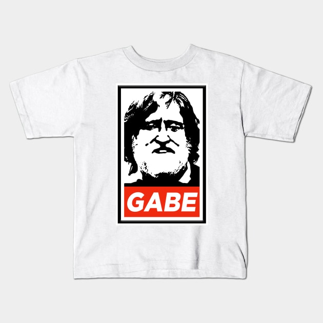 Gabe Newell Steam Gaben Buy Poster Design Obey Kids T-Shirt by Kaamalauppias